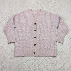 A.L.C. Sweater Womens XS Purple Beige Jacks Cardigan Honeycomb Cable Knit Wool